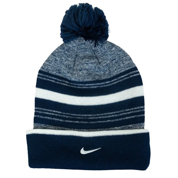 aggie bull nike striped pom pom beanie navy white
